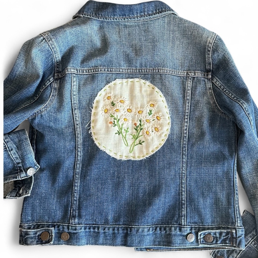 J.Crew Patchwork Upcycled Embroidered Denim Jacke… - image 2
